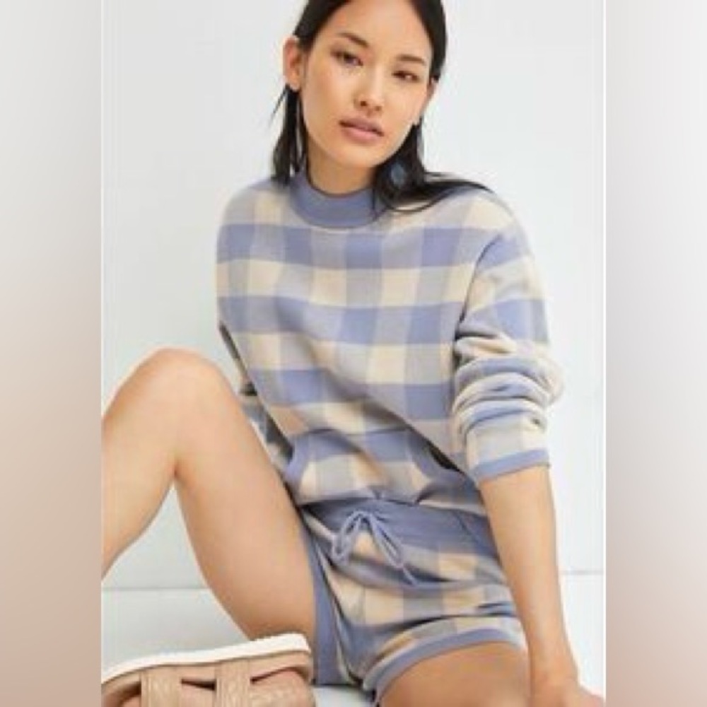 Anthropologie Saturday Sunday Gingham Sweater Top Size S